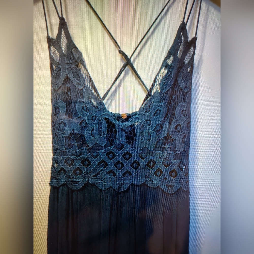 NEW Free People Adella Maxi Dress Dark Blue S - Picture 3 of 11